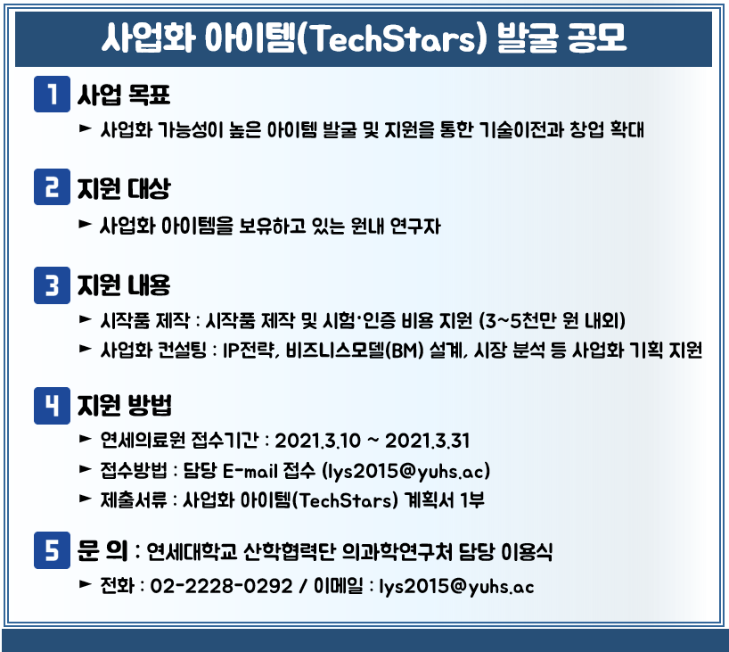 2021년도 사업화 아이템(TechStars) 지원사업 안내